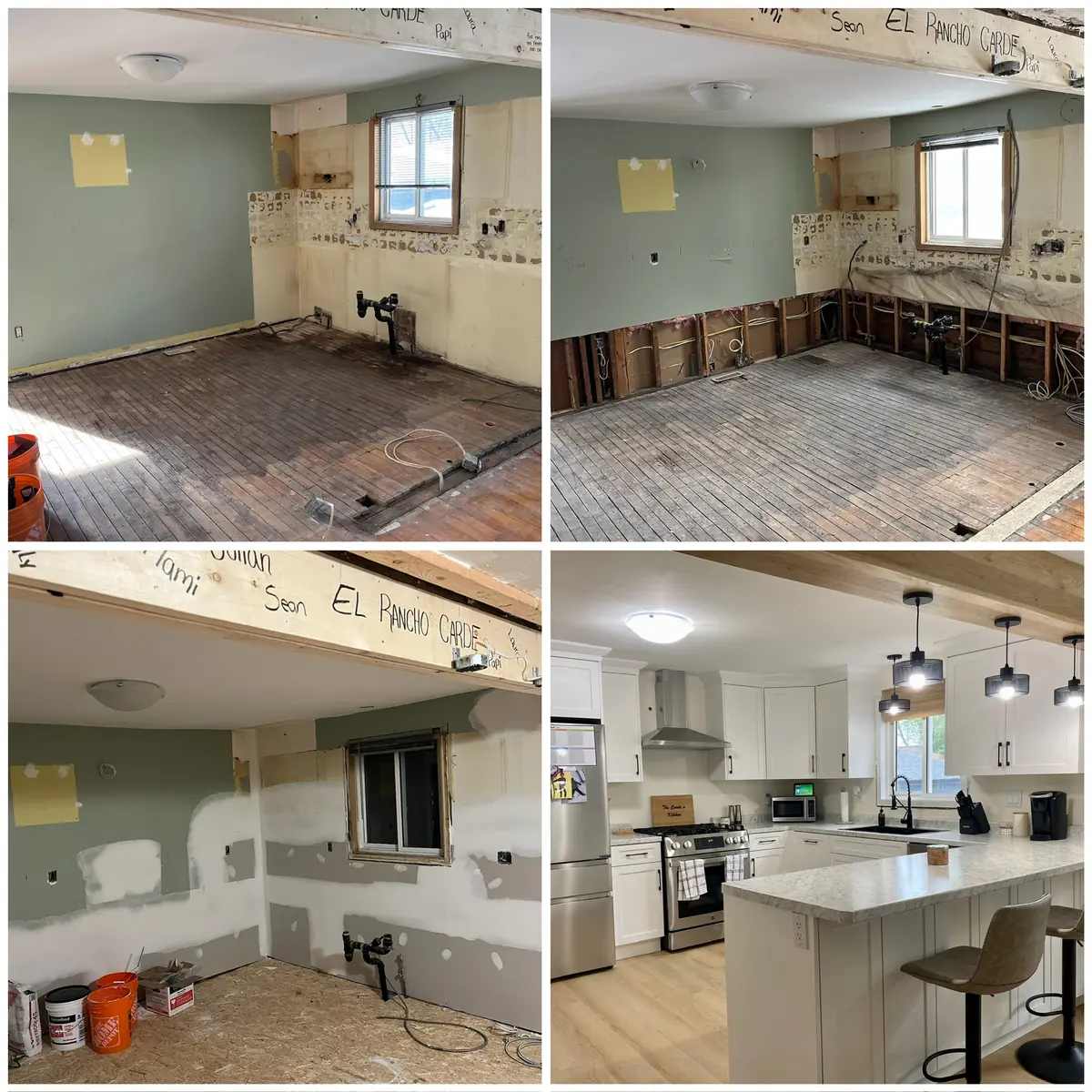 Residential kitchen renovation from rewiring through completion